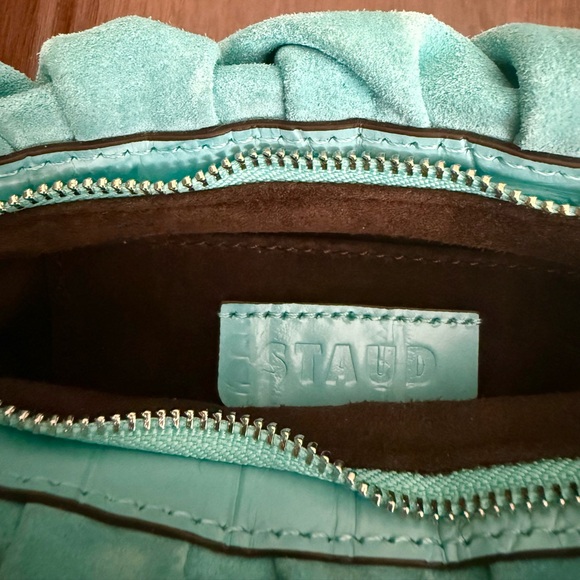 NWT STAUD Bean Convertible Suede Shoulder Bag in Crystal Water fall, Turquoise - Picture 11 of 14